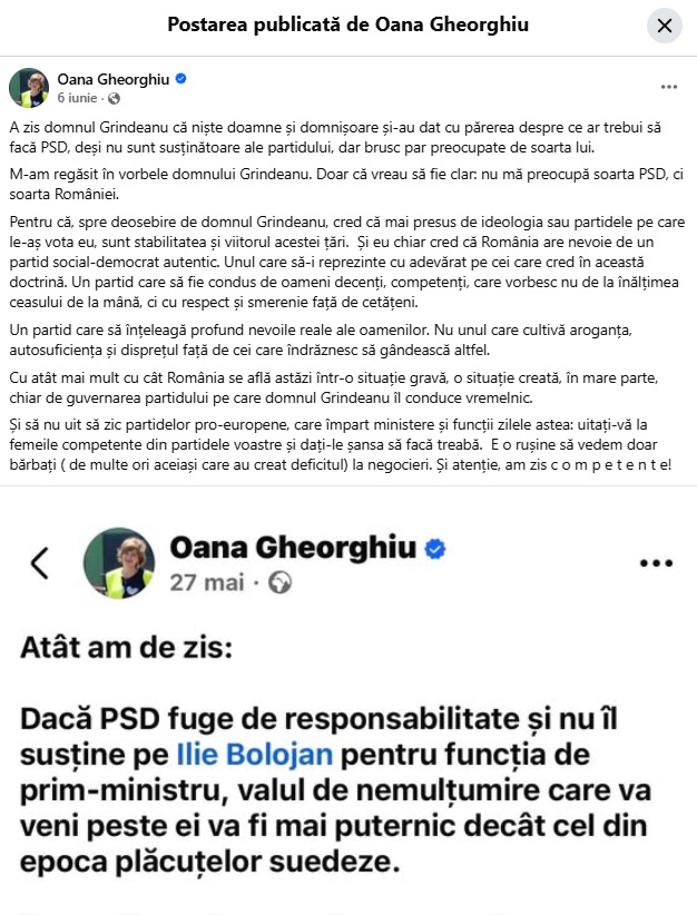 ULTIMA ORĂ Grindeanu îi solicită lui Bolojan „să retragă de urgență propunerea” de numire a Oanei Gheorghiu ca vicepremier ULTIMA ORĂ Grindeanu îi solicită lui Bolojan „să retragă de urgență propunerea” de numire a Oanei Gheorghiu ca vicepremier. „Pentru a preveni compromiterea relației cu Statele Unite”