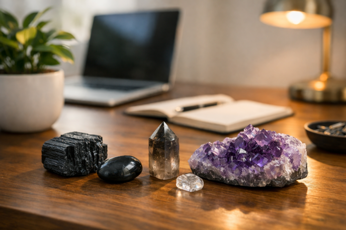 Ce cristale ajută la protecția împotriva energiilor negative din spațiul de lucru?