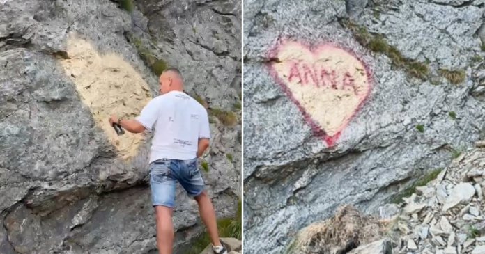 Bărbatul care a „creionat” o declarație de dragoste pe o piatră de pe Transfăgărășan a fost găsit...