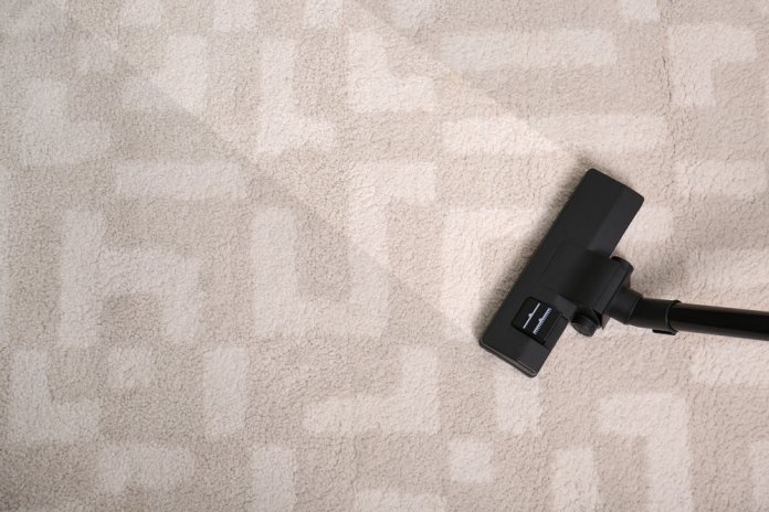 Vacuuming,Dirty,Carpet.,Clean,Area,After,Using,Device,,Top,View